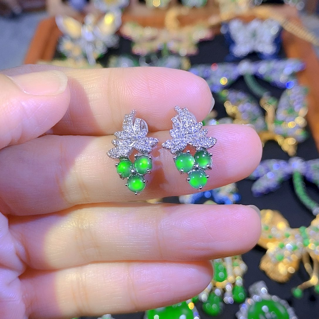 吊坠(不含链)银S925镶嵌翡翠