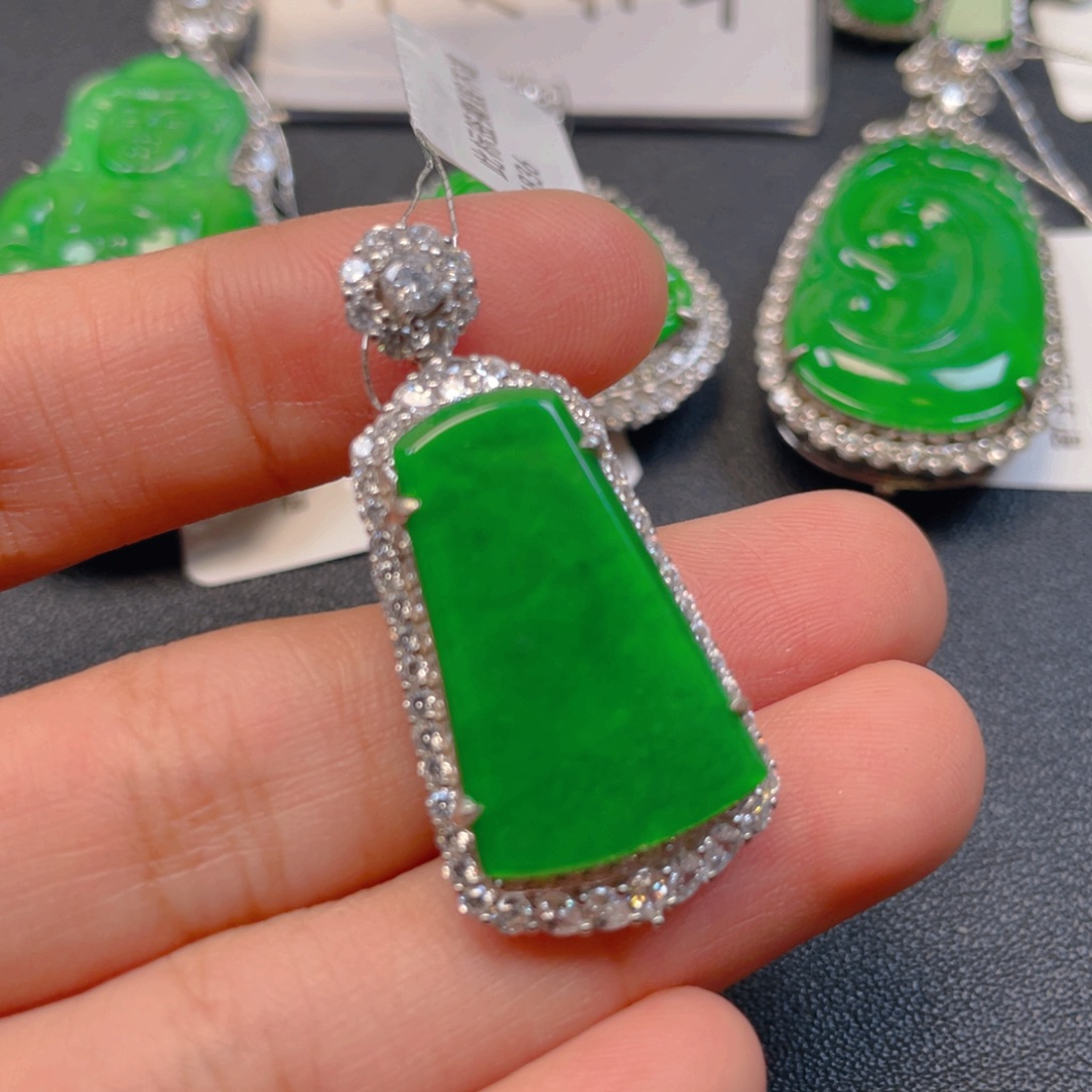 翡翠银S925镶嵌吊坠(不含链)
