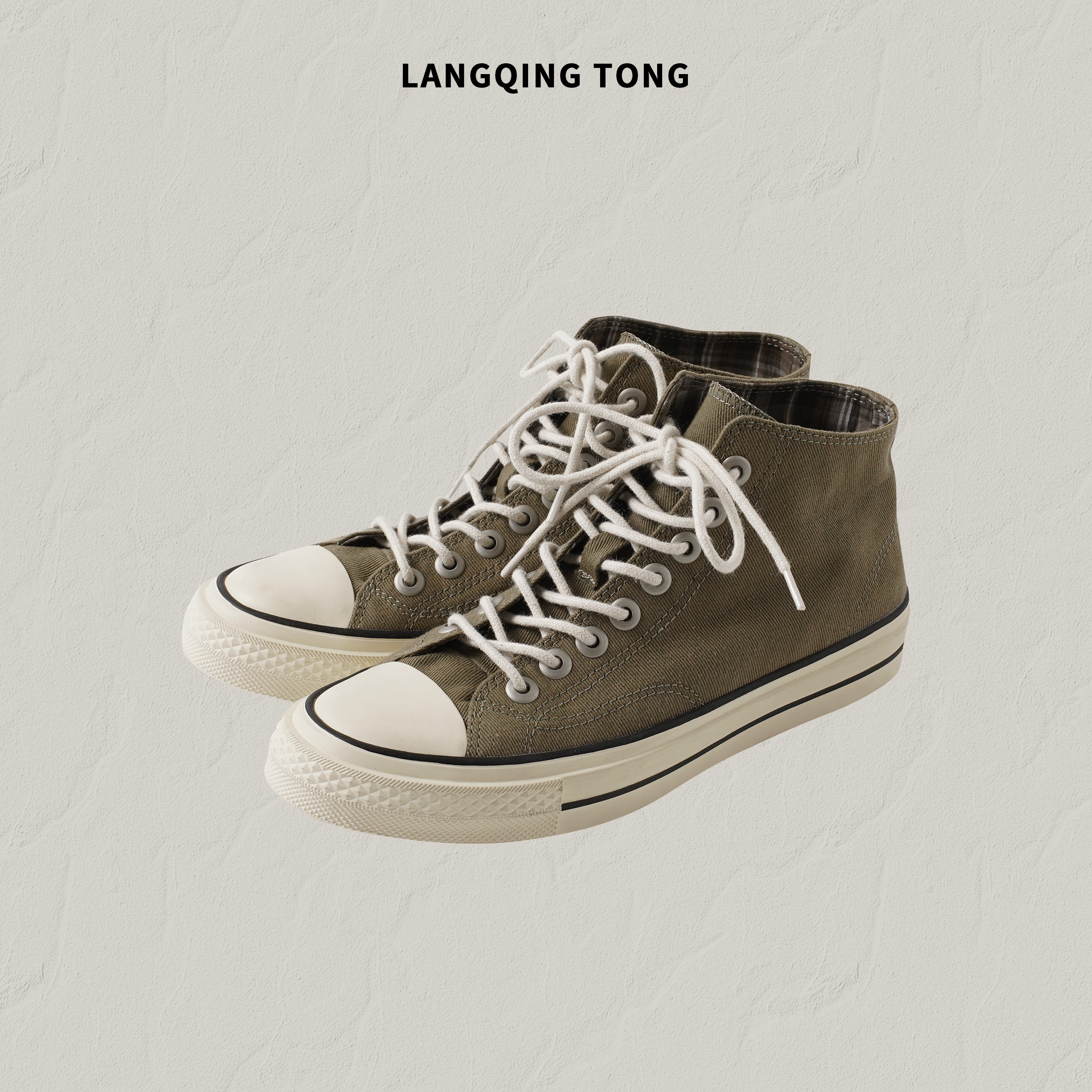 LANGQING 经典撞色圆头休闲帆布鞋46487#