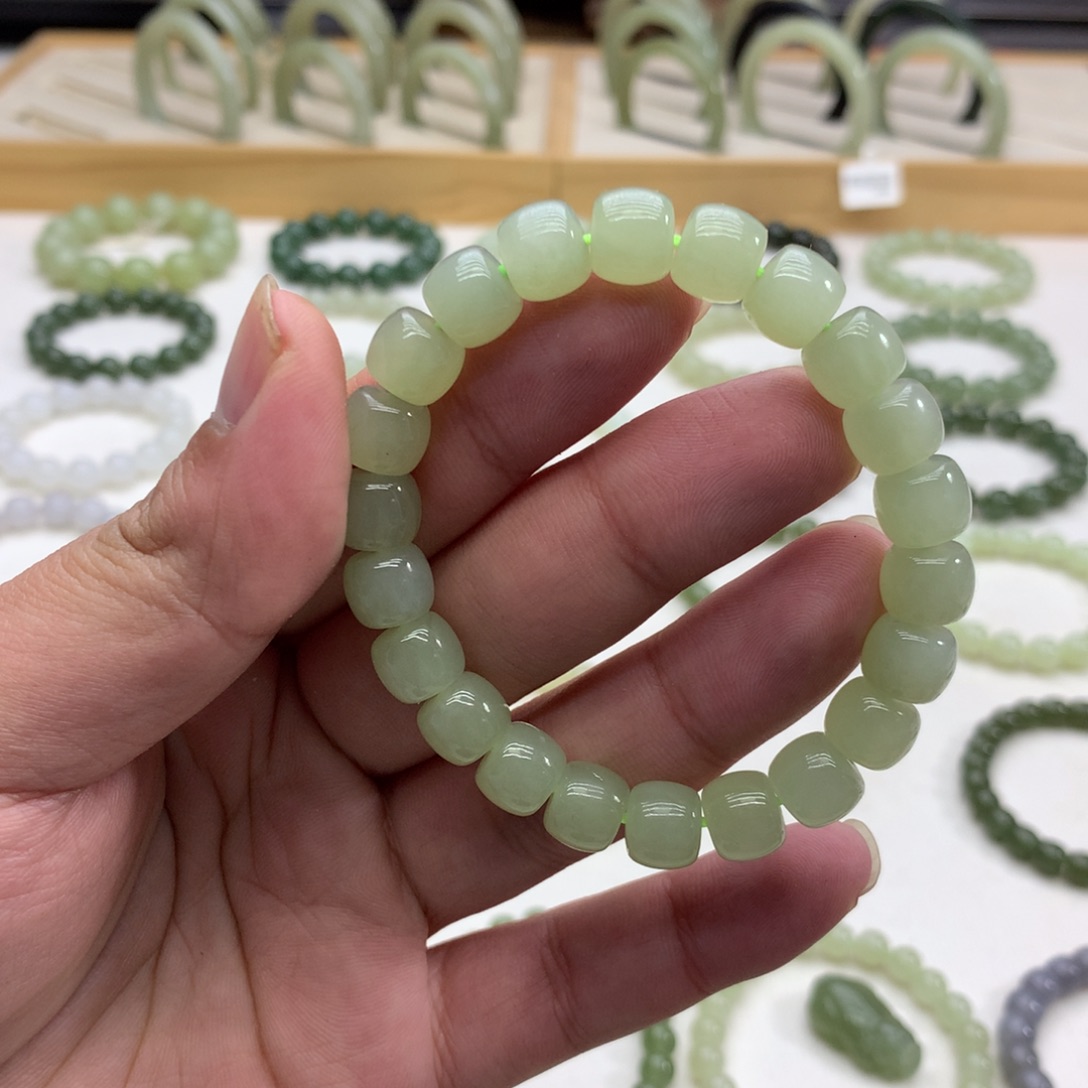 和田玉手串（直切冰晴水9.5）未镶嵌