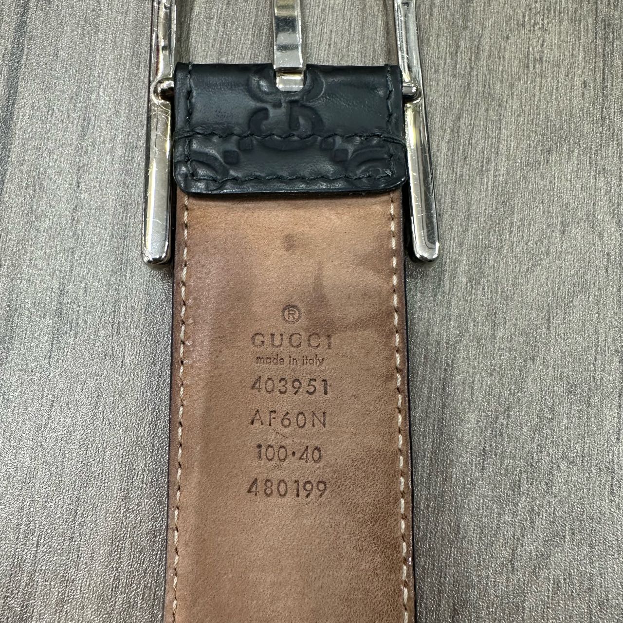 90新 GUCCI/古驰 牛皮压纹腰带 100cm