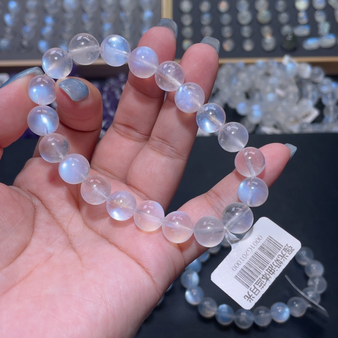 曲***康手链未镶嵌长石蓝月光手链10mm