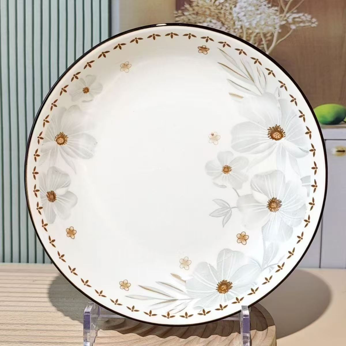 雅致8英寸盘子6只装高温釉下彩