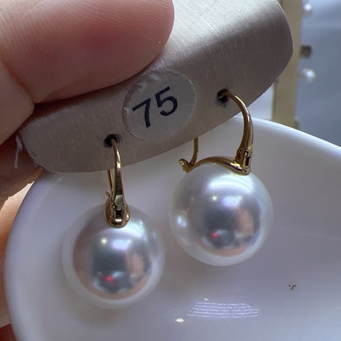 淡水珍珠耳饰18K金镶嵌