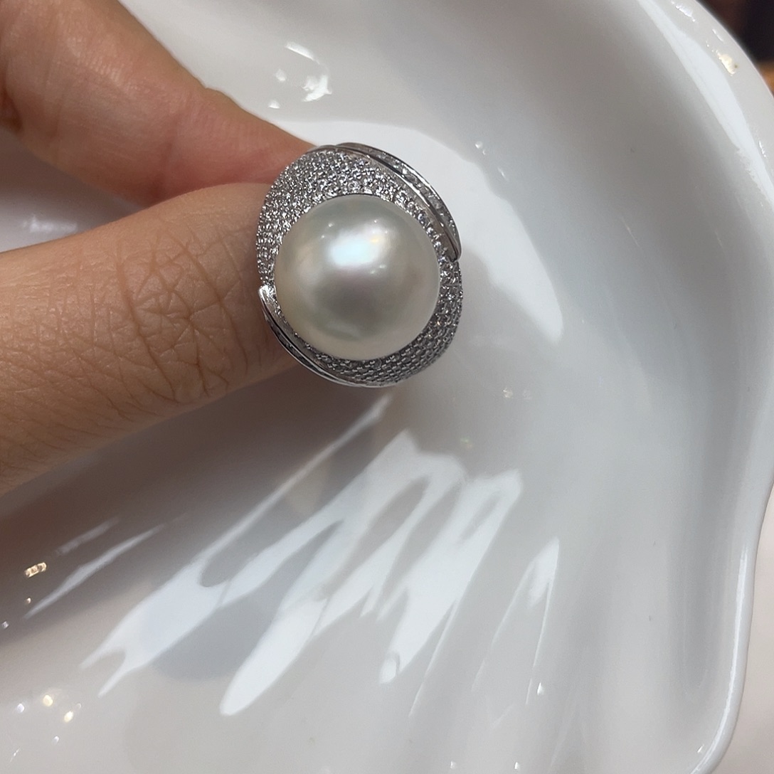 海水珍珠银S925镶嵌戒指