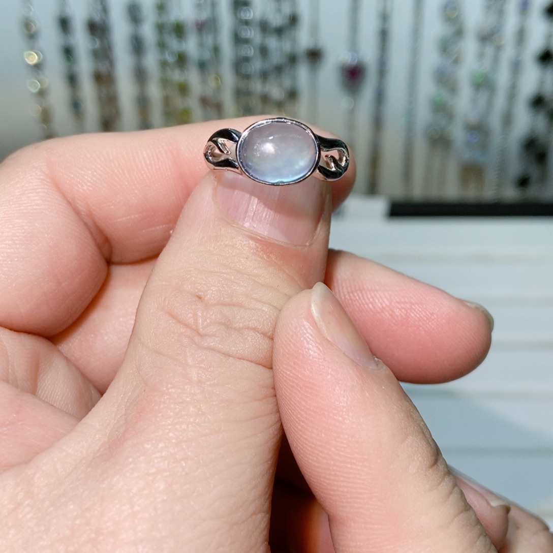 绿水晶戒指银S925镶嵌