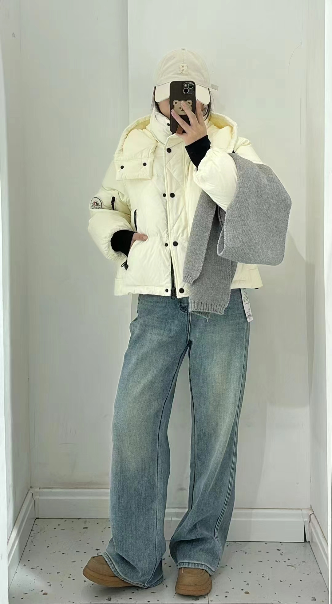 麦寻24年新款白色棉服外套