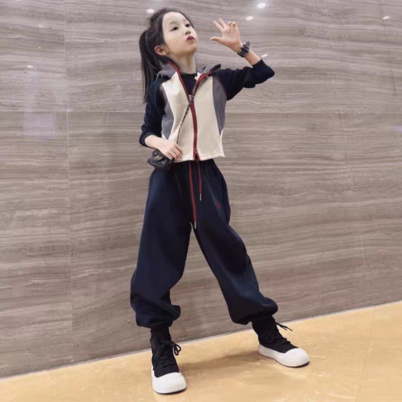 女套头拉链运动风秋季韩系套装网红卫衣运动美式国风