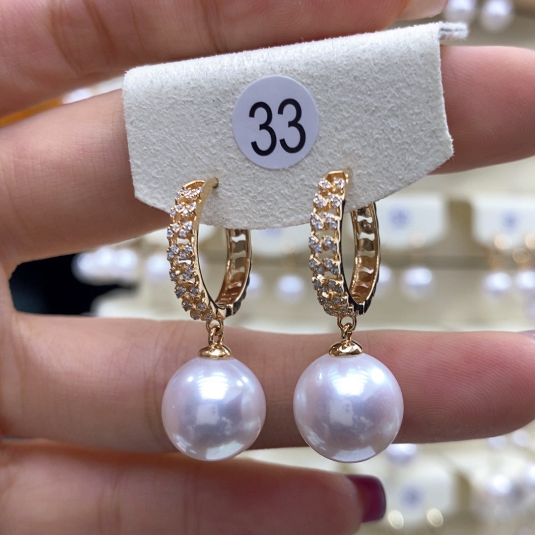 淡水珍珠耳饰银S925镶嵌