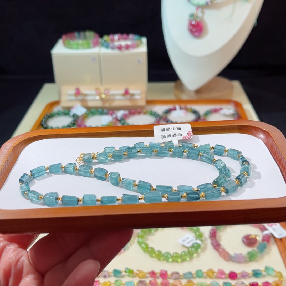 碧玺手串18K金镶嵌手串