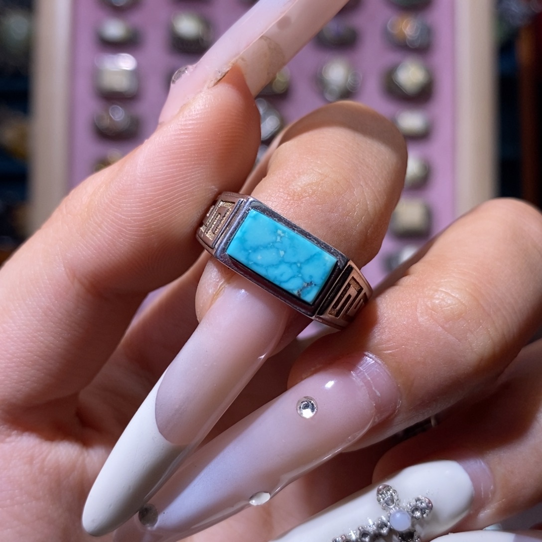 绿松石银S925镶嵌戒指