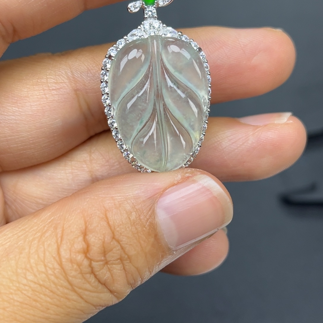 翡翠银S925镶嵌吊坠(不含链)