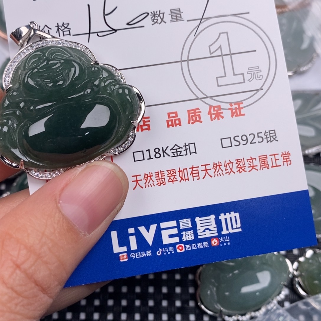 冰***装翡翠银S925镶嵌颈饰