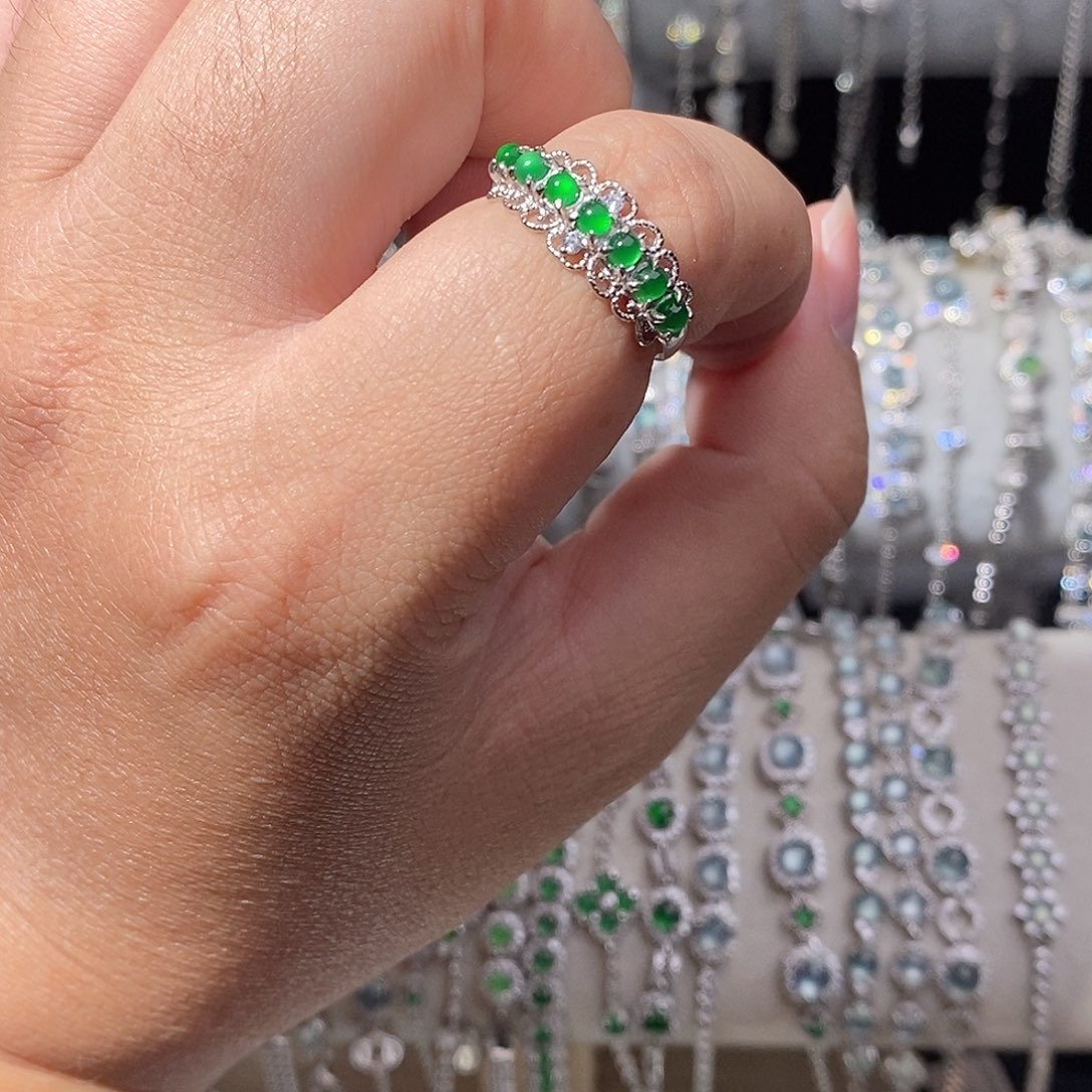 银S925镶嵌戒指翡翠k j j