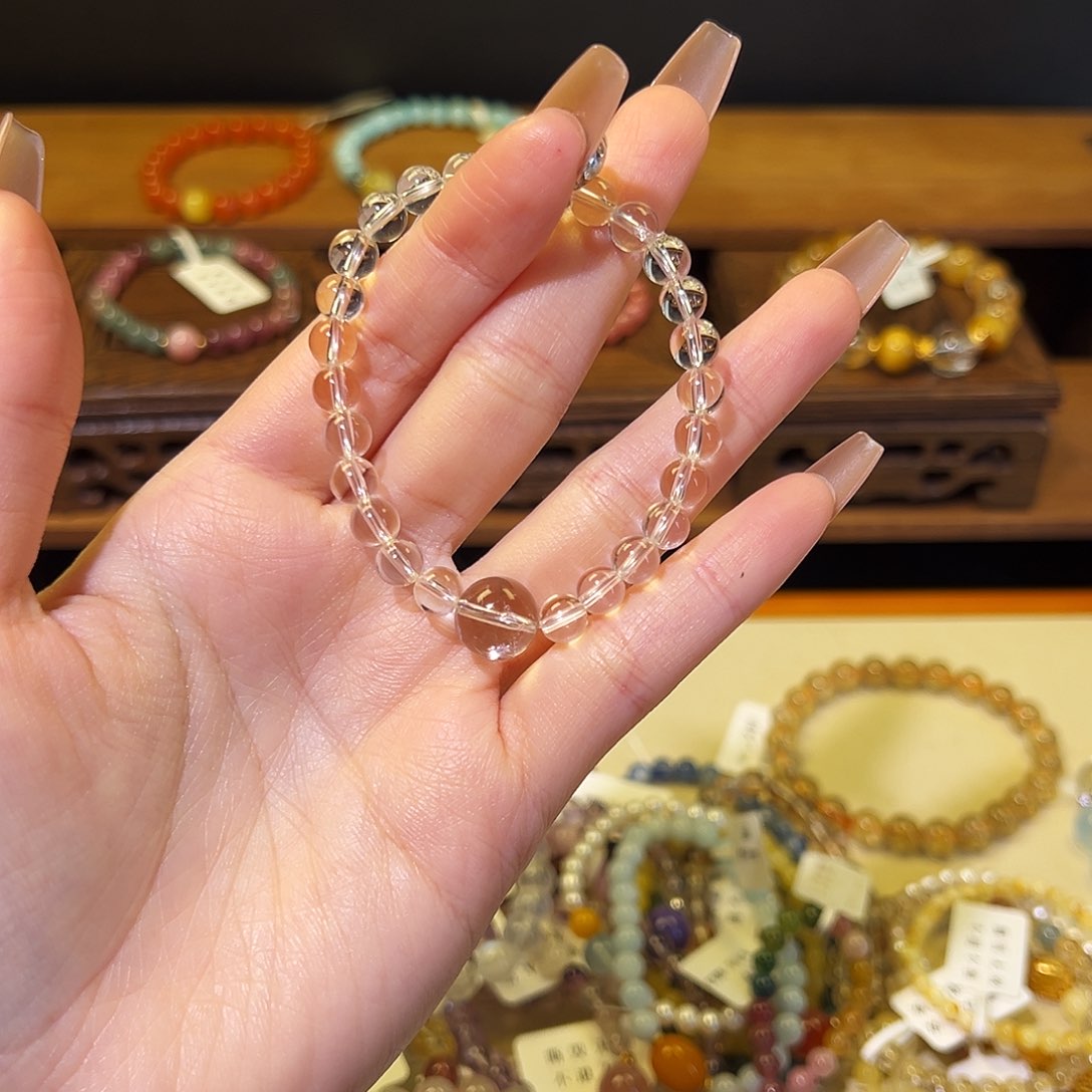 水晶手链银S925镶嵌白水408