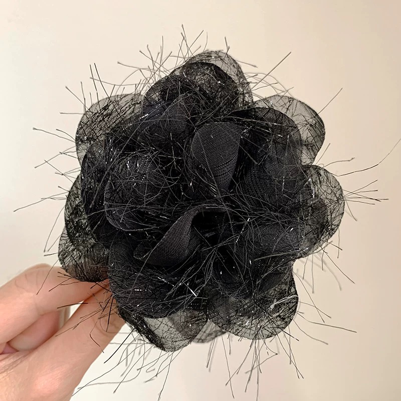 新中式玫瑰花发夹雪莲花发卡夏季花朵侧边夹头花抓夹头饰2613