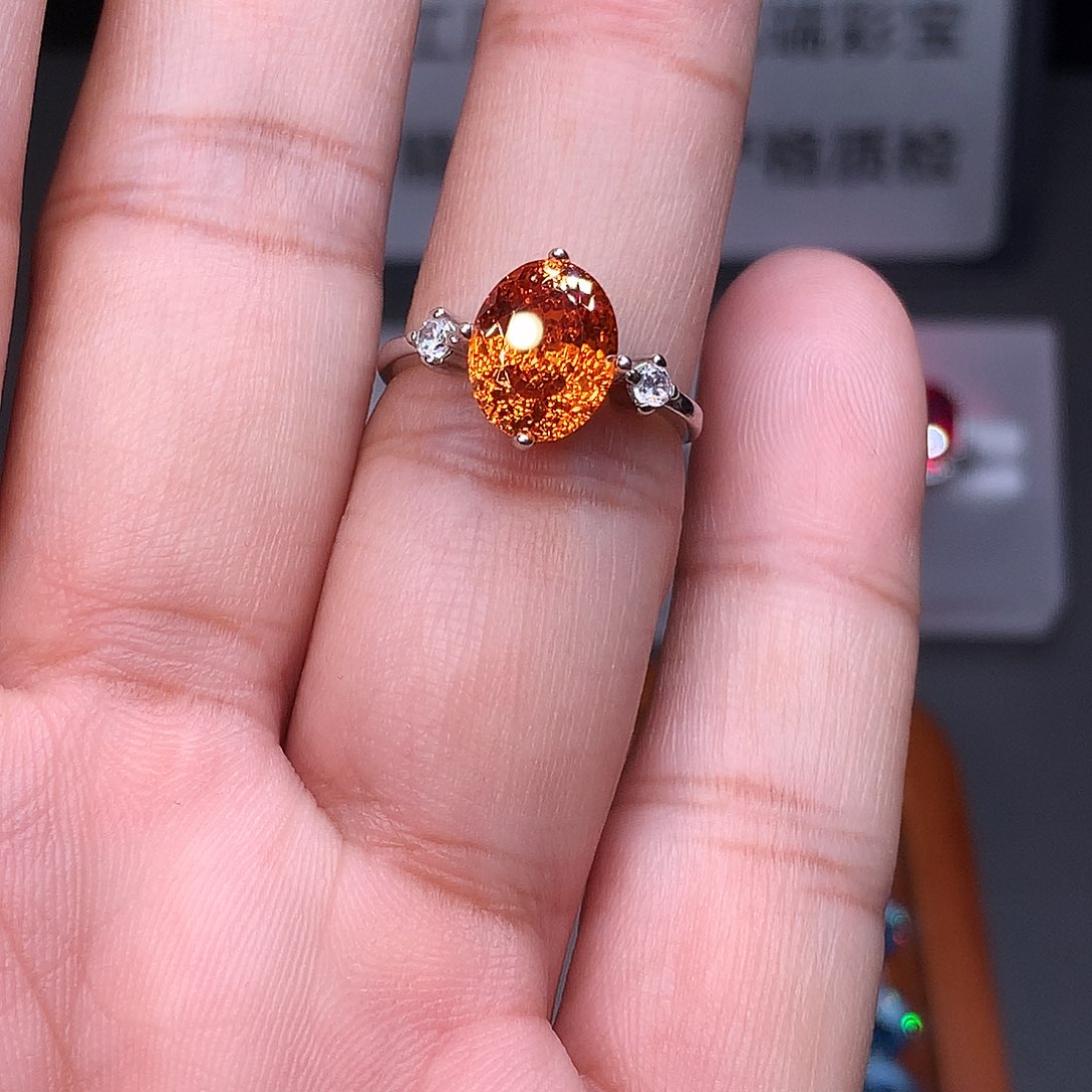 碧玺戒指银S925镶嵌