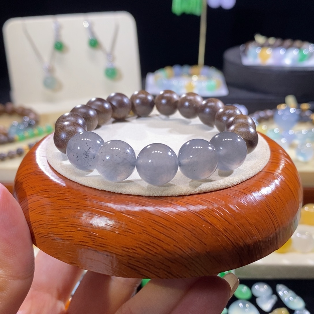 翡翠未镶嵌手串黑冰手串卡12