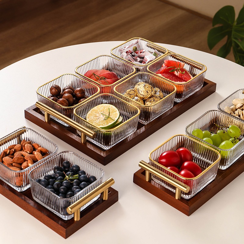 玻璃水果盘家用茶点茶几零食干果坚果小吃碟点心收纳盒轻奢点心盘