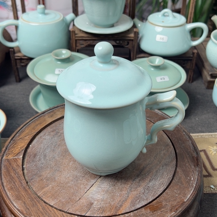 杯天青色龙头杯微瑕