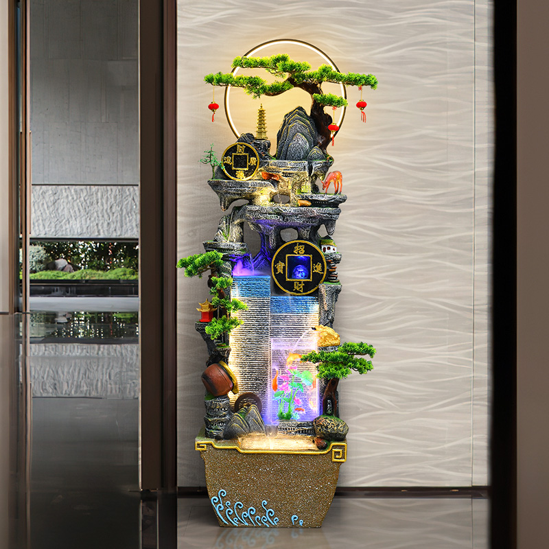 山水秋铭流水摆件循环水客厅公司流水生财假山流水摆件开业送礼