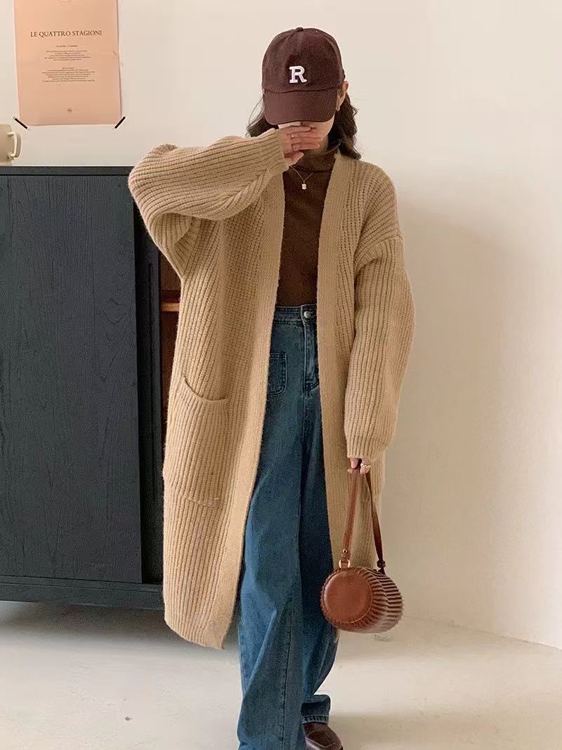 4377 慵懒风宽松大毛衣外套女奶呼呼长款针织开衫 