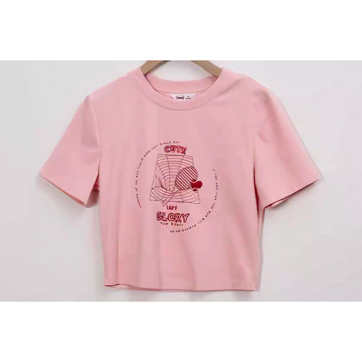 朵以夏季新款美式休闲圆领印花T恤短袖上衣女39DX339107