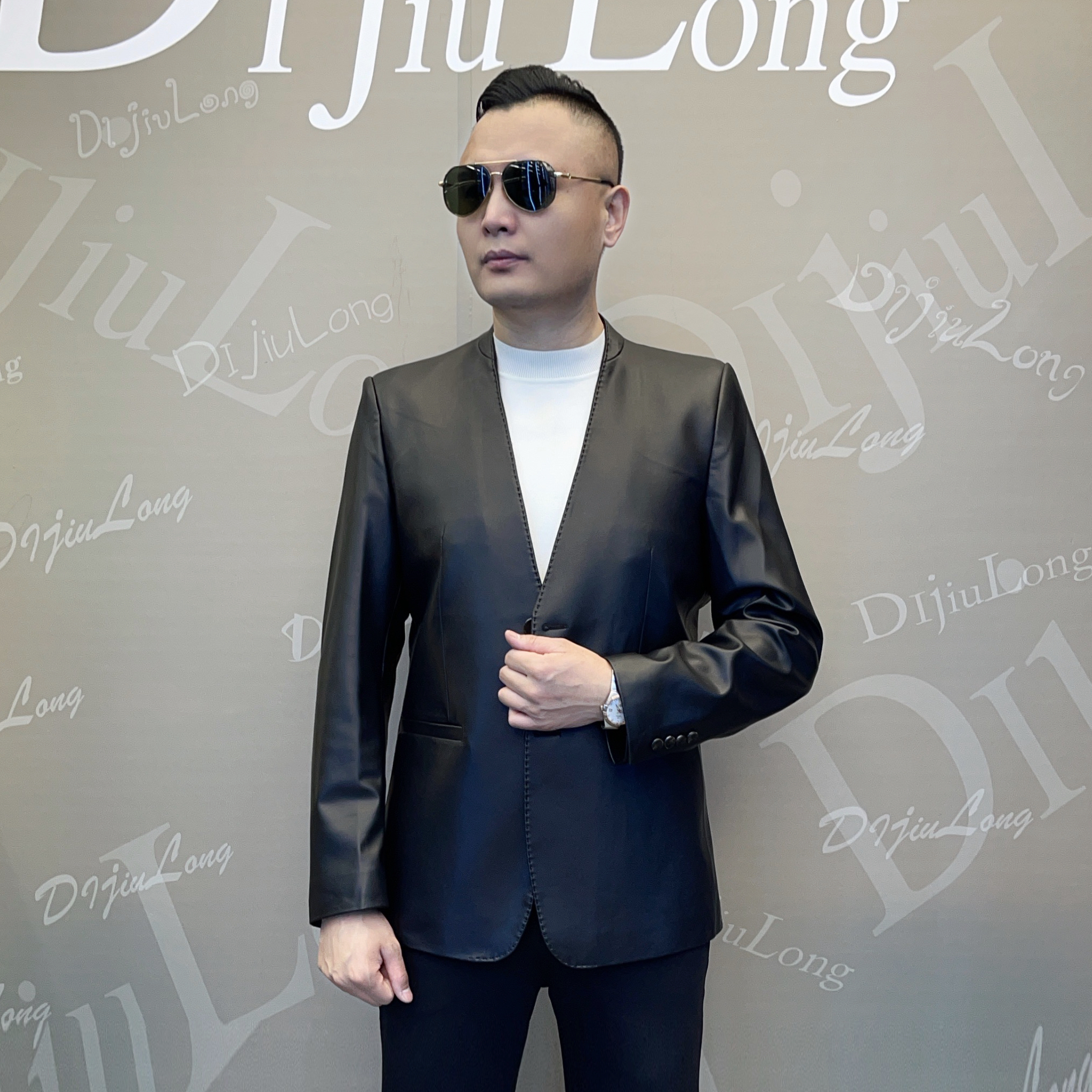 【帝九龙】25年春季新款时尚轻奢高订休闲男装半立领皮西服825088