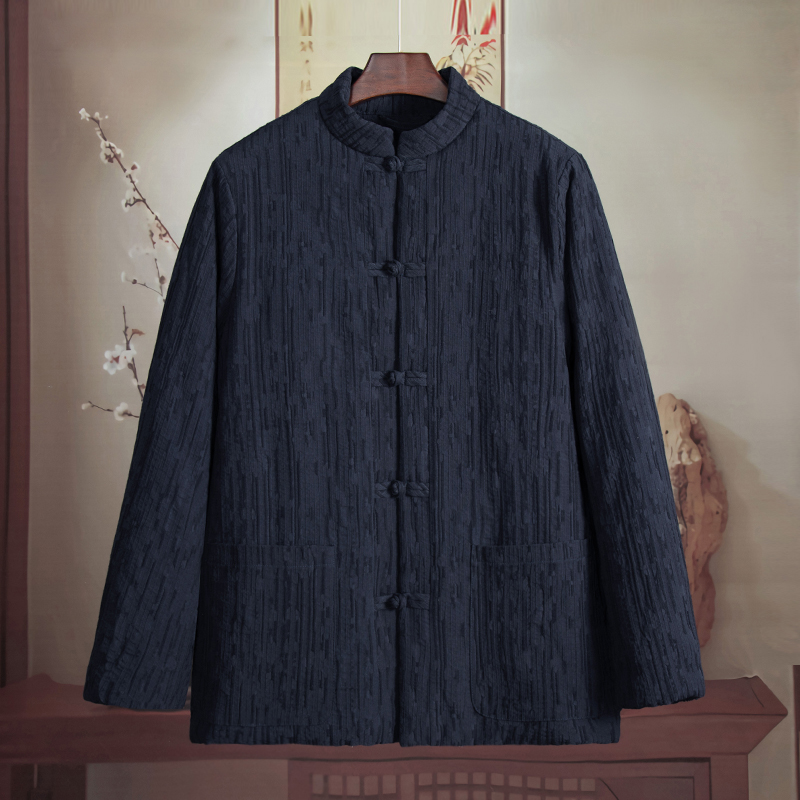 由天丨秋冬季男装棉麻唐装对襟盘扣棉衣中国风棉袄外套中老年棉服