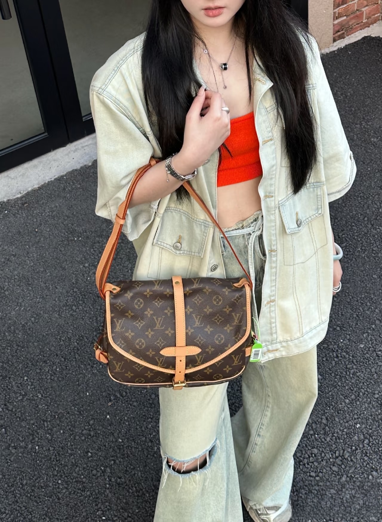 修复品LouisVuitton/路易威登小号双子星单肩斜挎包后换植鞣革
