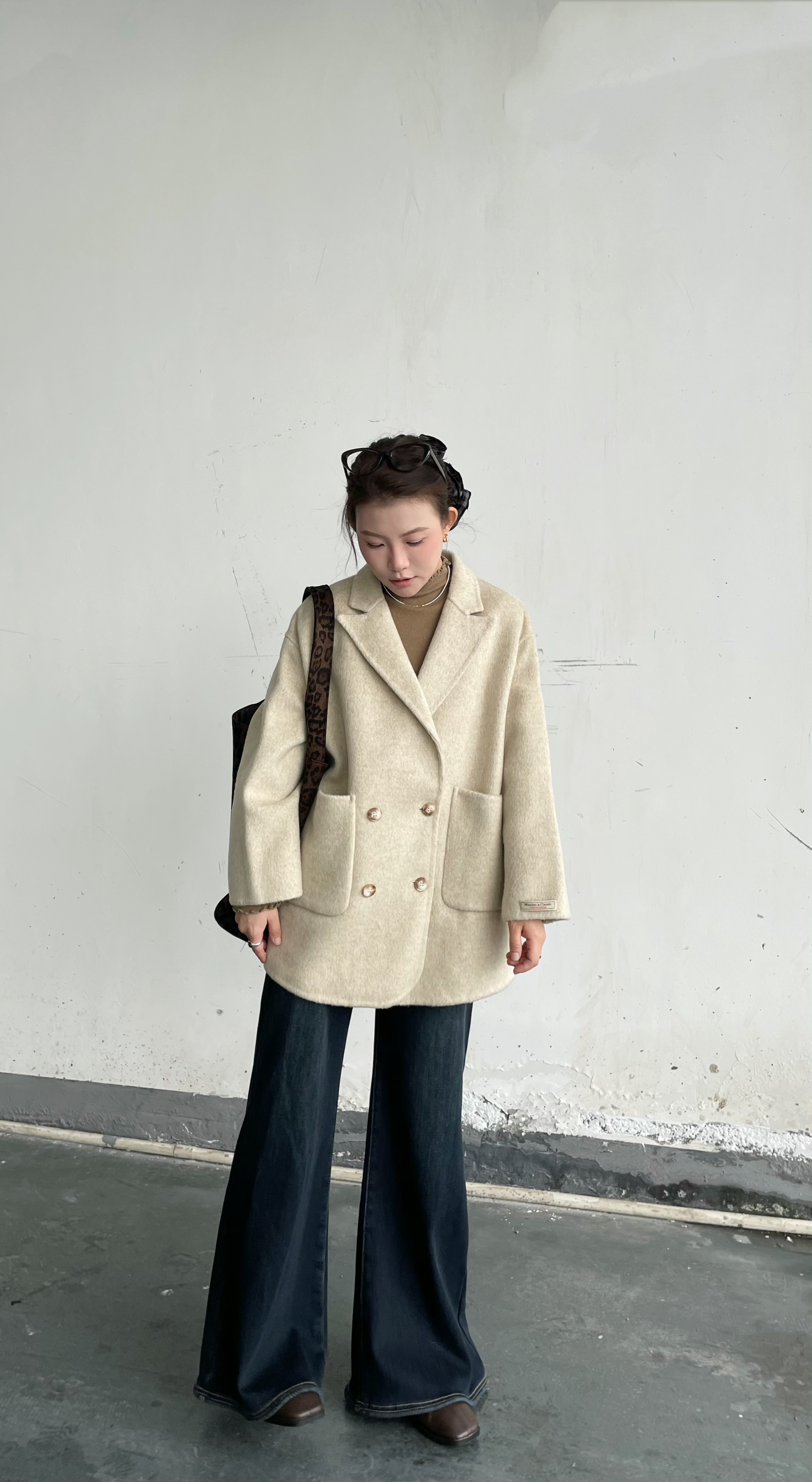 【英伦作家】秋冬新款翻领西装版型短款羊毛大衣