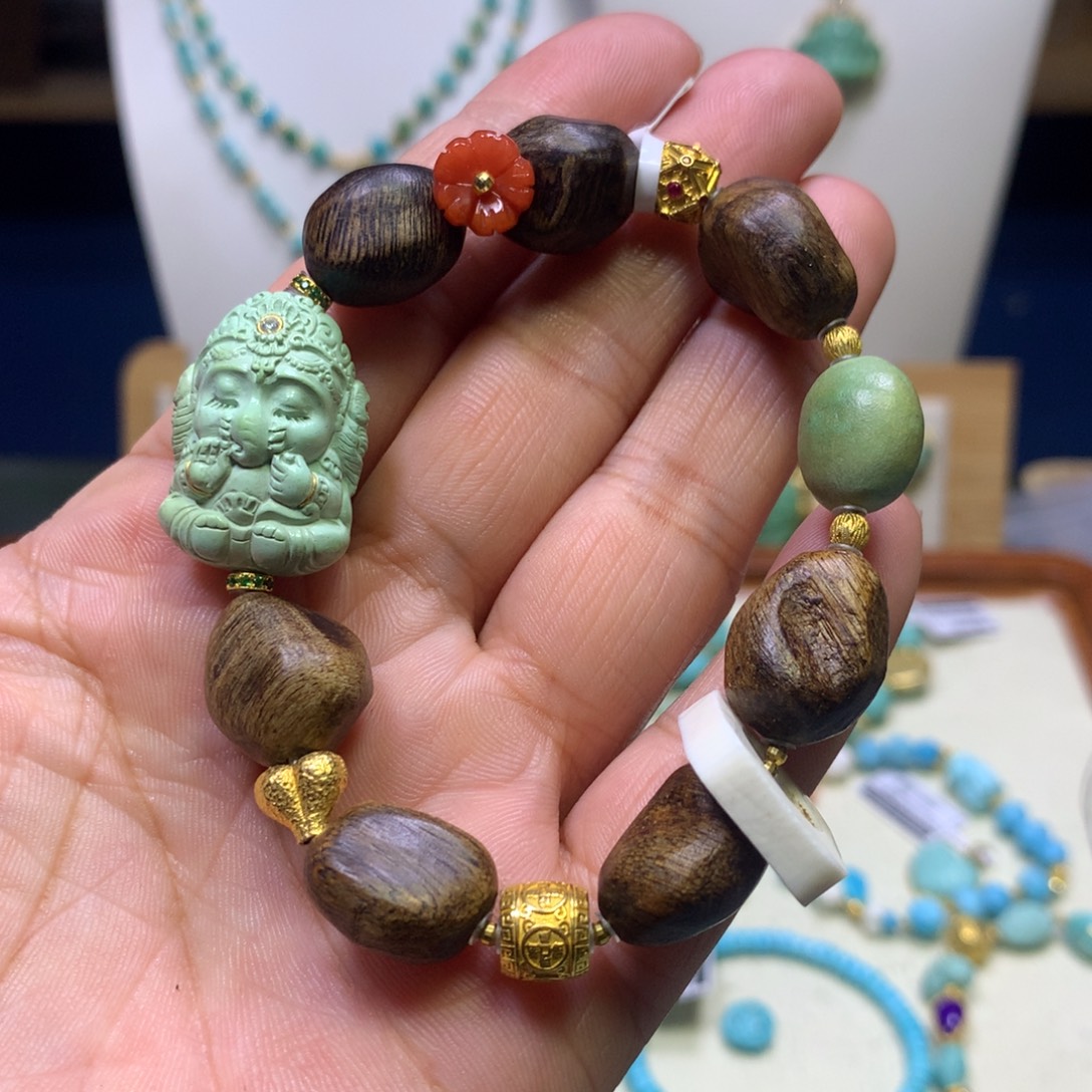 绿松石18K金镶嵌单圈