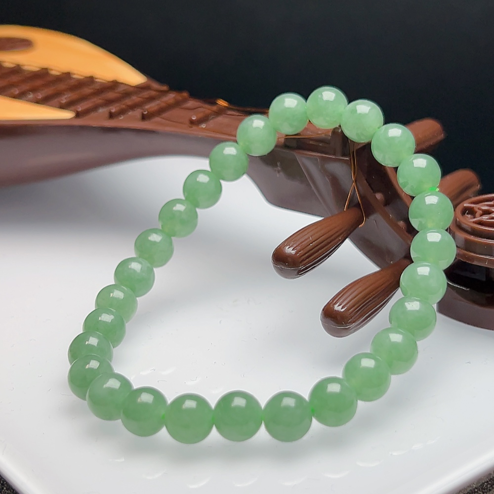 天然翡翠A货绿翡翠圆珠手串绿手串圆珠手串绿翡翠手串果绿手串
