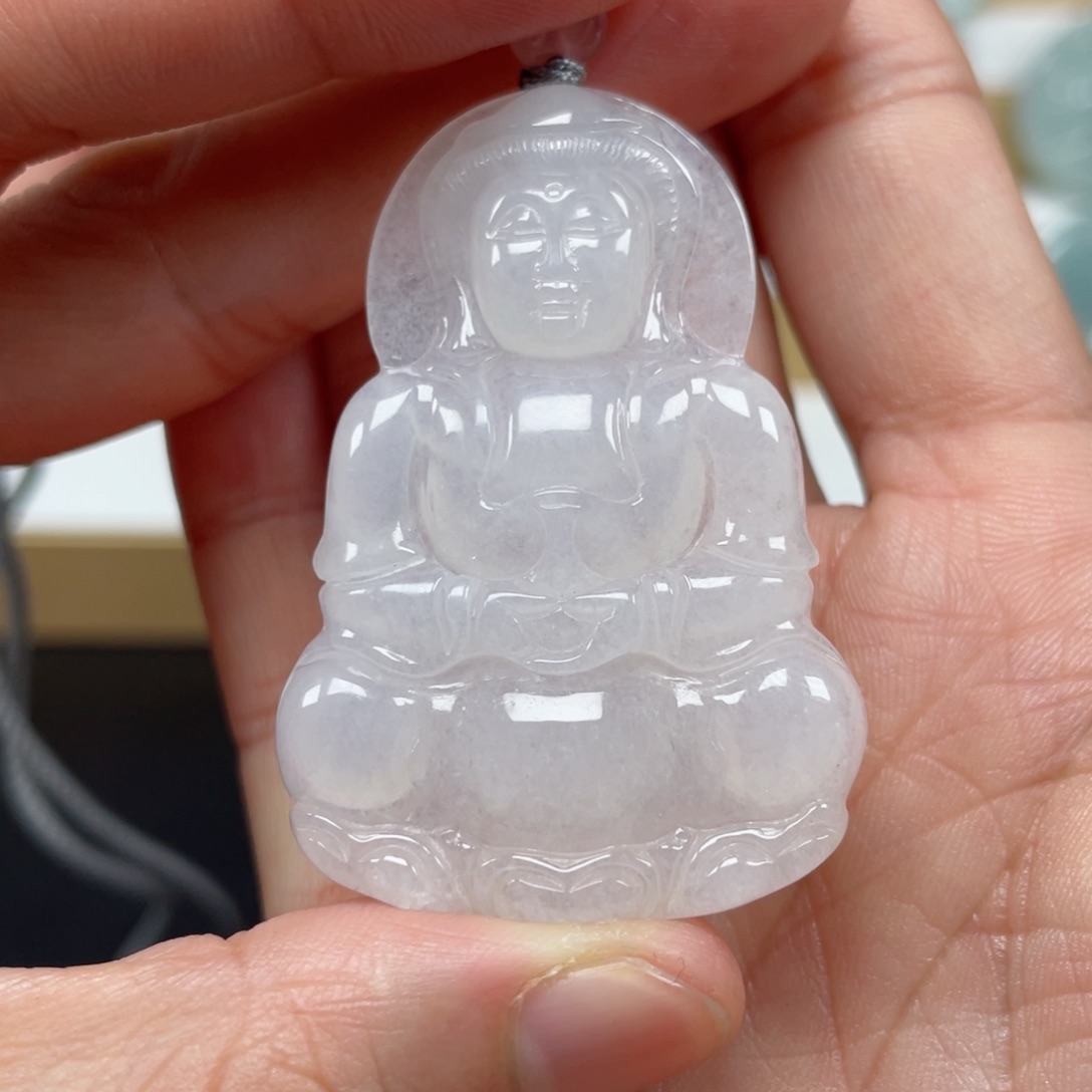 翡翠颈饰未镶嵌天然翡翠A货观音1号