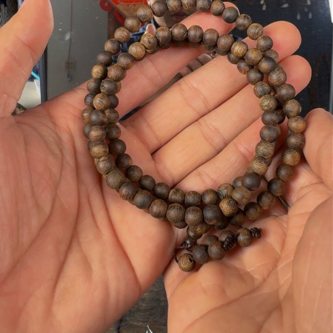 沉香手串白露九九沉虫漏圆珠多圈卡6+保14克