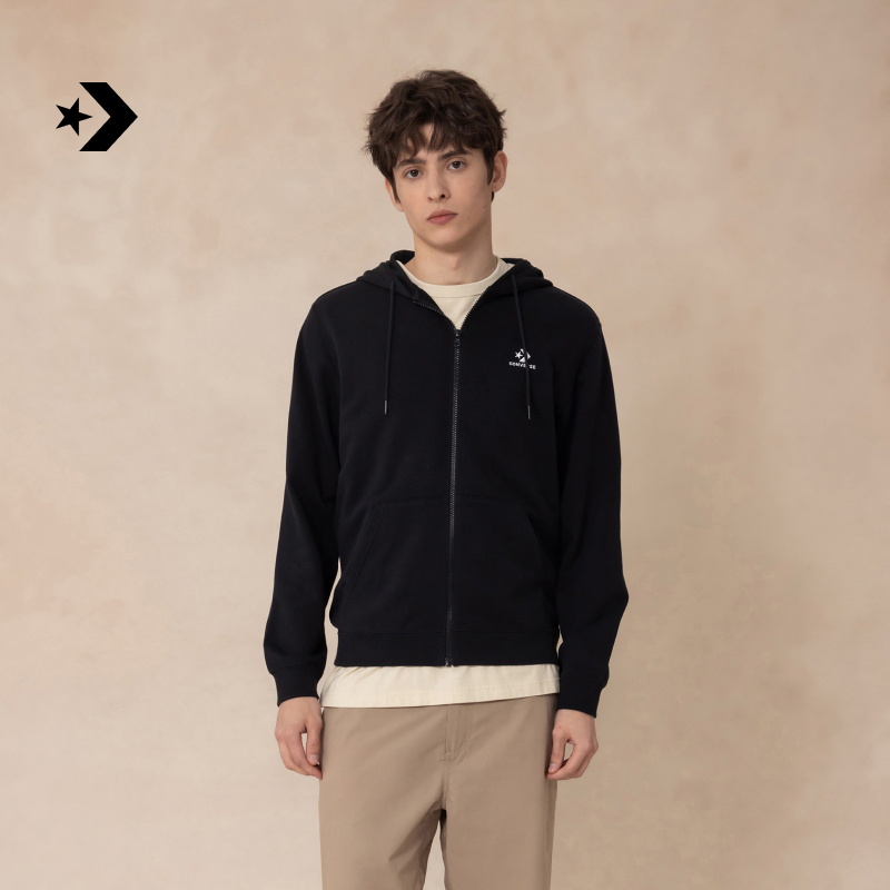 匡威男刺绣星箭拉链外套连帽卫衣CONVERSE MCH701