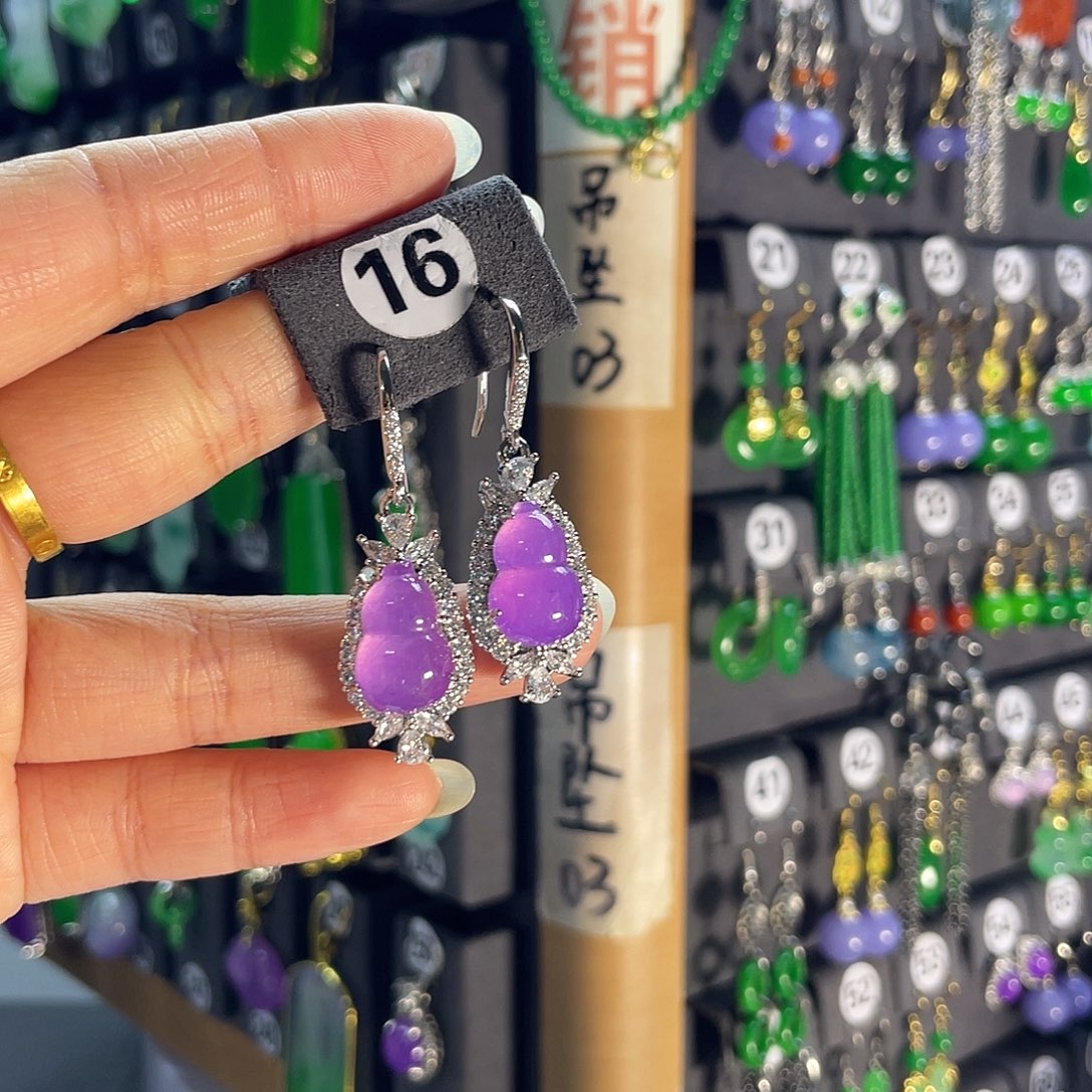 翡翠银S925镶嵌耳饰16