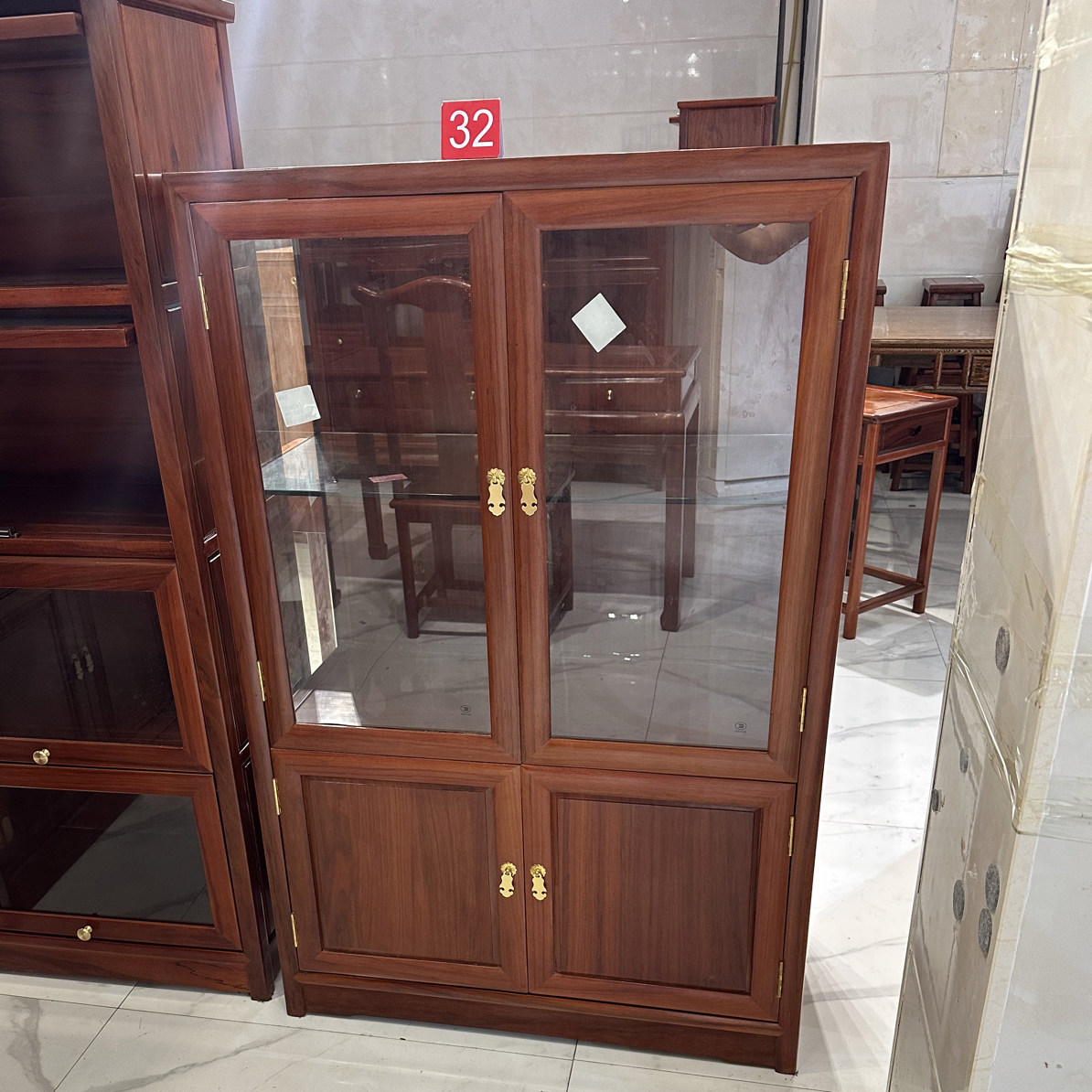 刚果花梨85乘42高130玻璃酒柜客厅摆件柜书柜储物柜