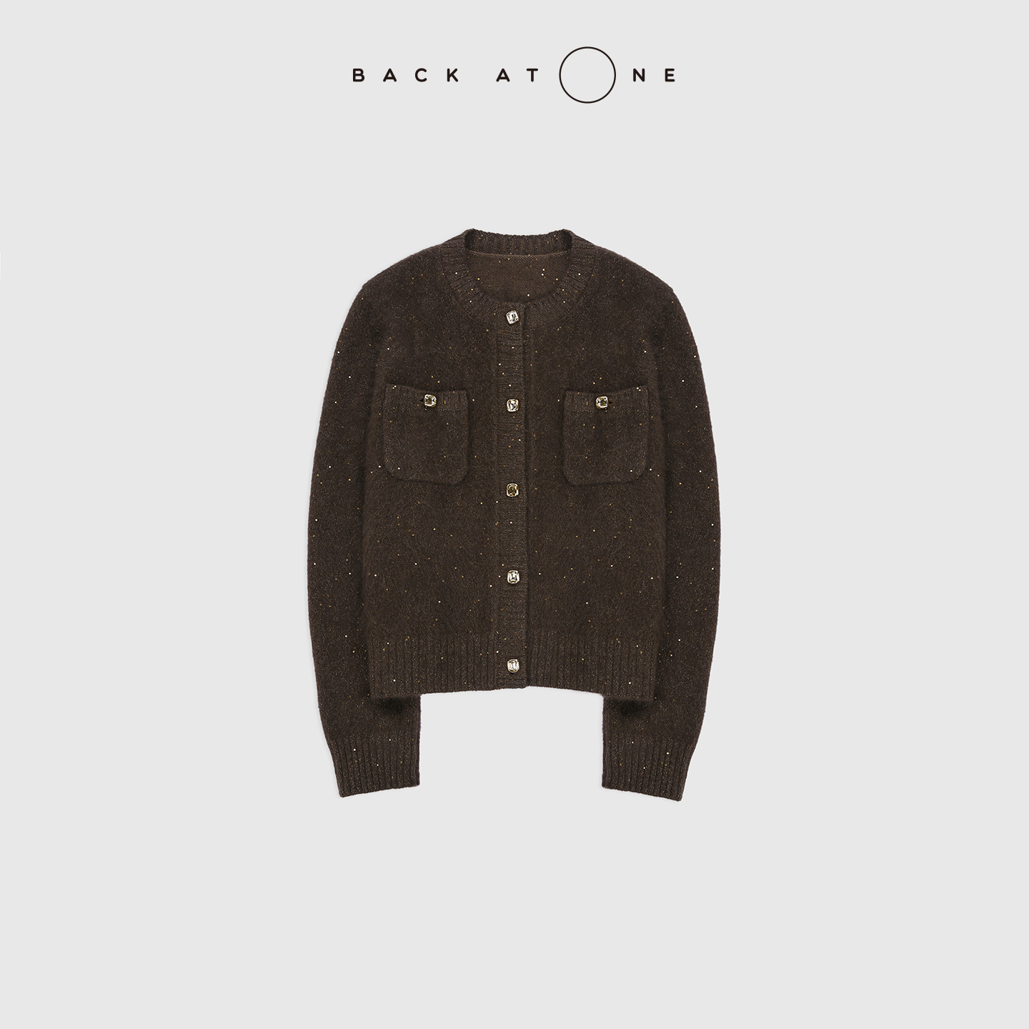 BACKATONE “日暮鎏金”小香风亮片沉稳温柔针织开衫 BFF-1AC146C-K