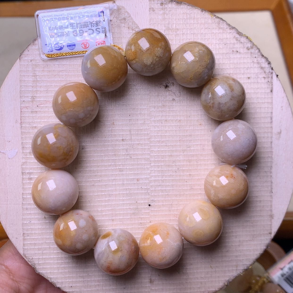 【闪购商品】硅化珊瑚（珊瑚玉）手链未镶嵌糖满花68漏34