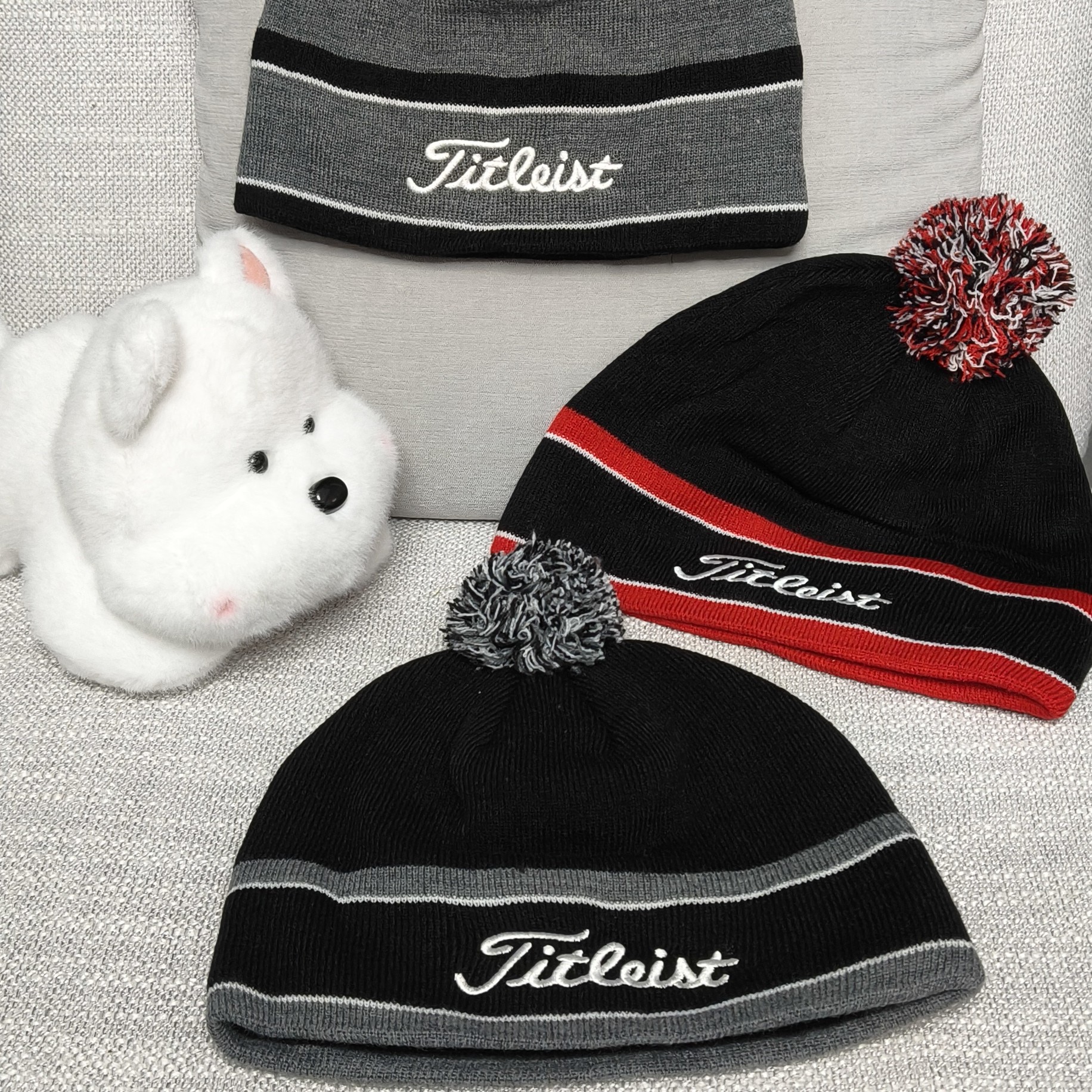 冬季加厚职业绒球帽双层时尚百搭保暖Titleist高尔夫运动针织帽子