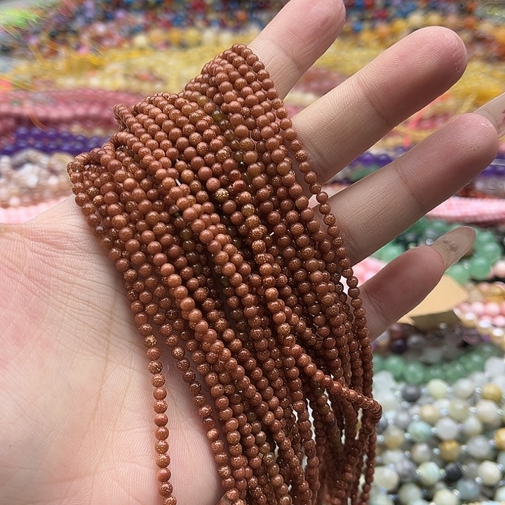 玛瑙/玉髓未镶嵌珠宝半成品2条3mm左右金沙石