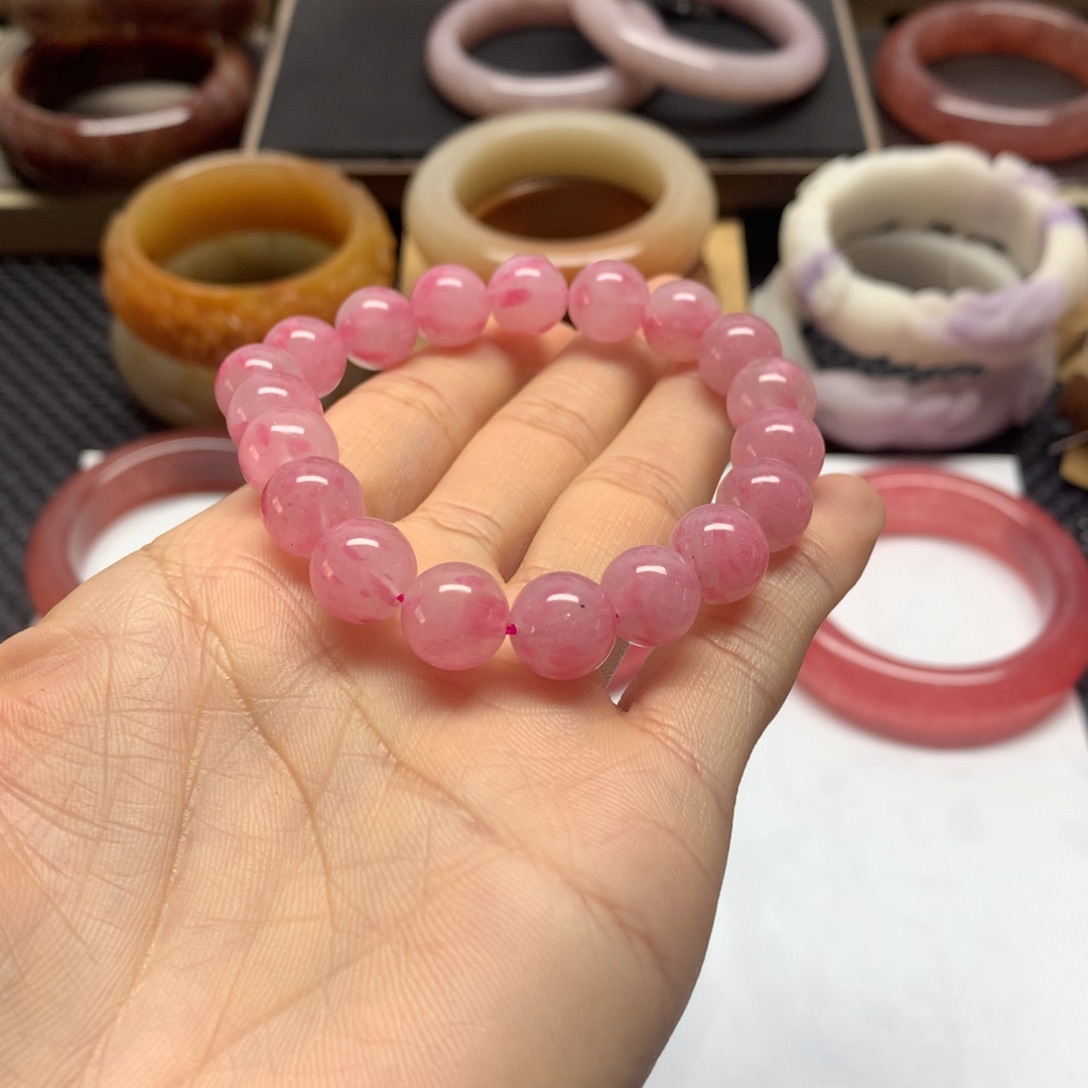 石英岩玉未镶嵌手镯樱花雨卡10+手链