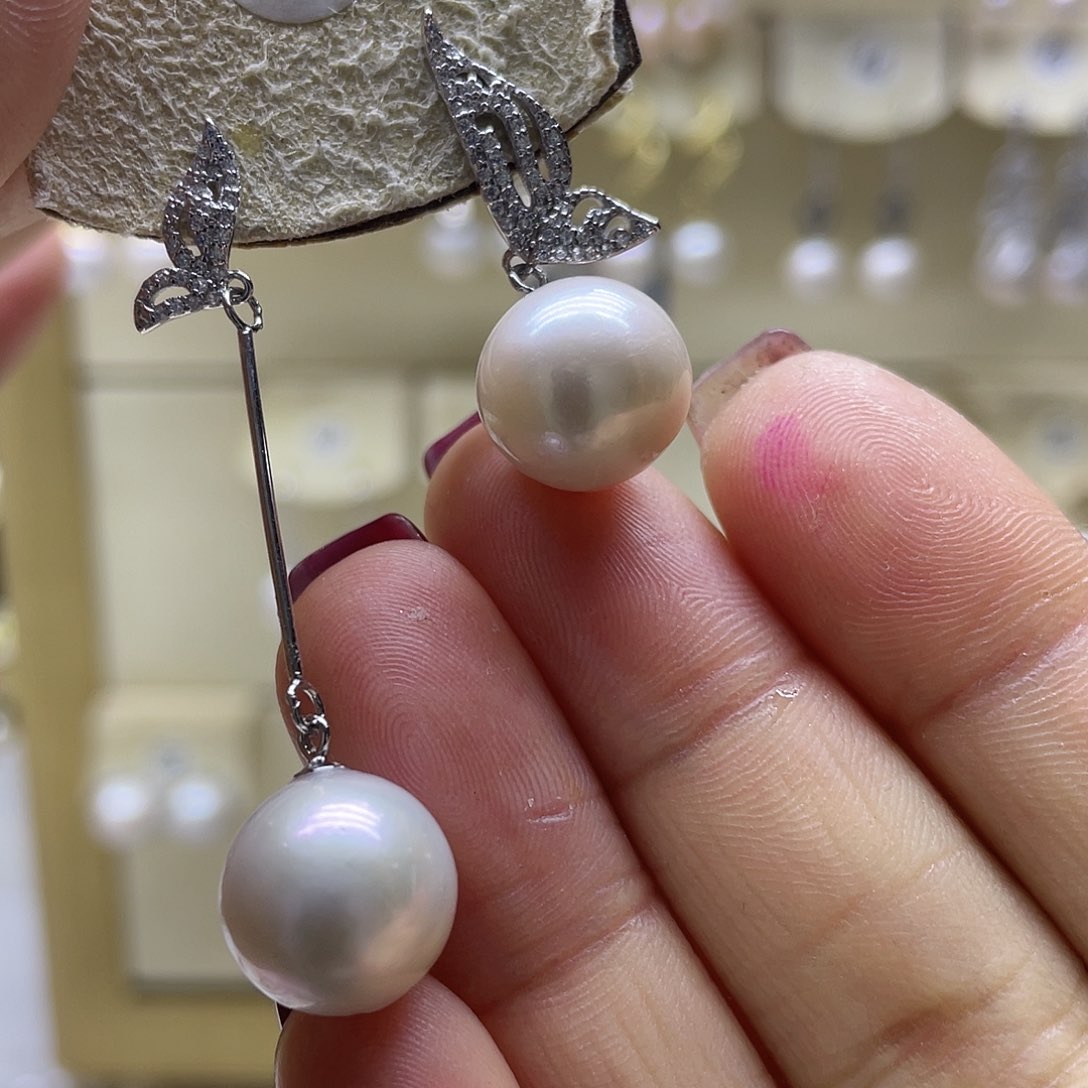 淡水珍珠耳饰银S925镶嵌