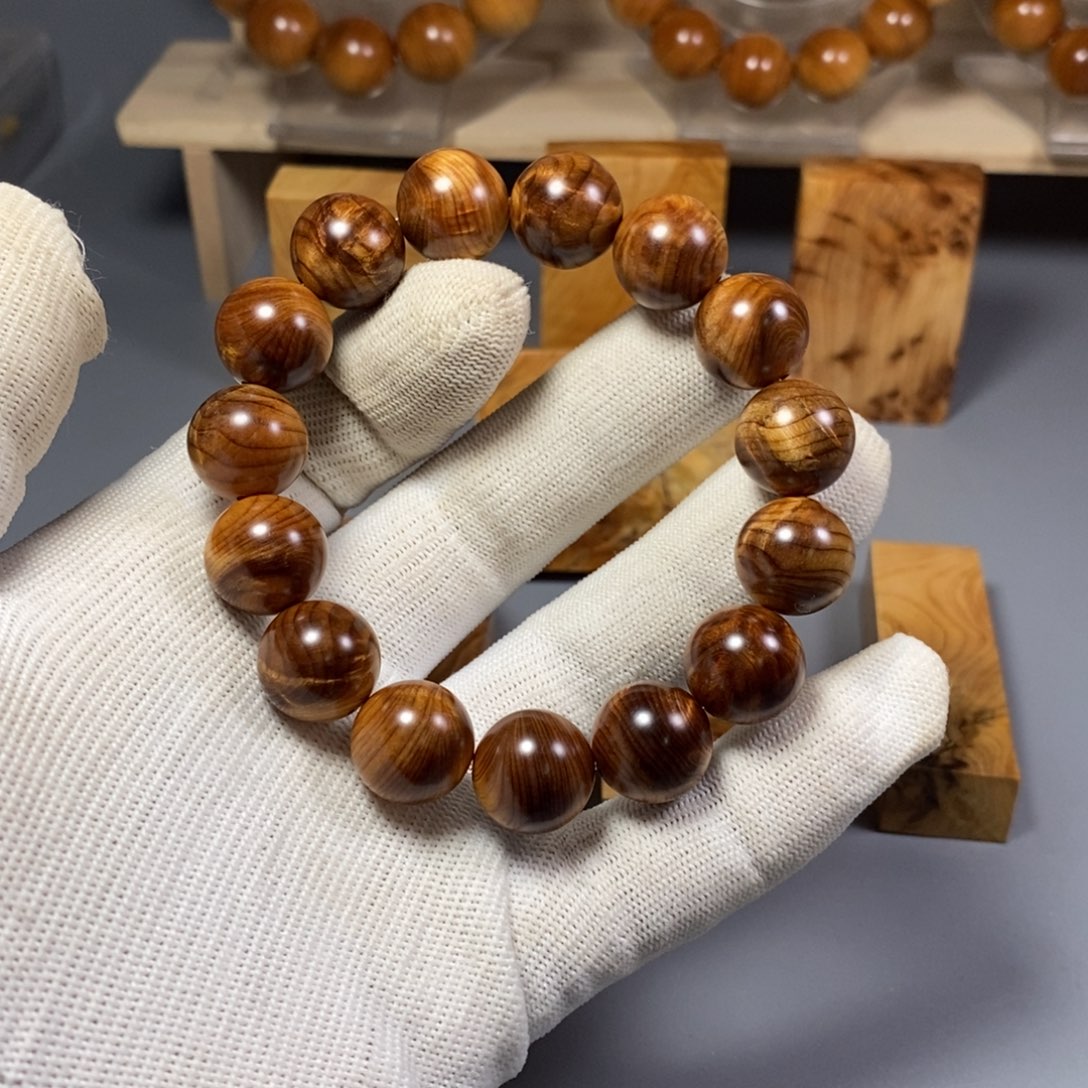 柏木手串/手链南太行陈化崖柏手串黑油闪电1.5