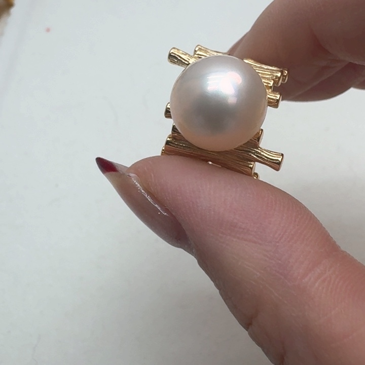 拼合珍珠（马贝珠）戒圈银S925镶嵌