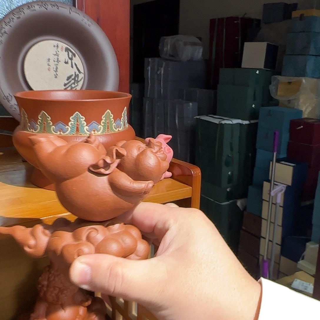 紫砂茶壶飞猪清水泥