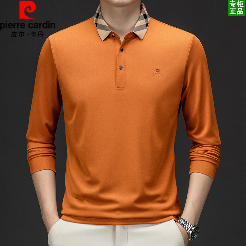 皮尔卡丹男款长袖2024春季新款高端商务休闲中年polo衫宽松上衣男