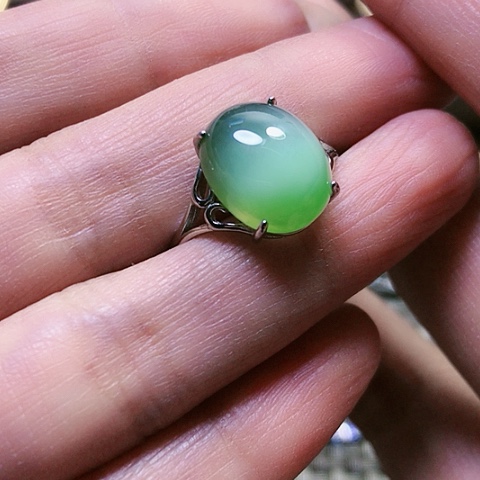 和田玉戒指银S925镶嵌