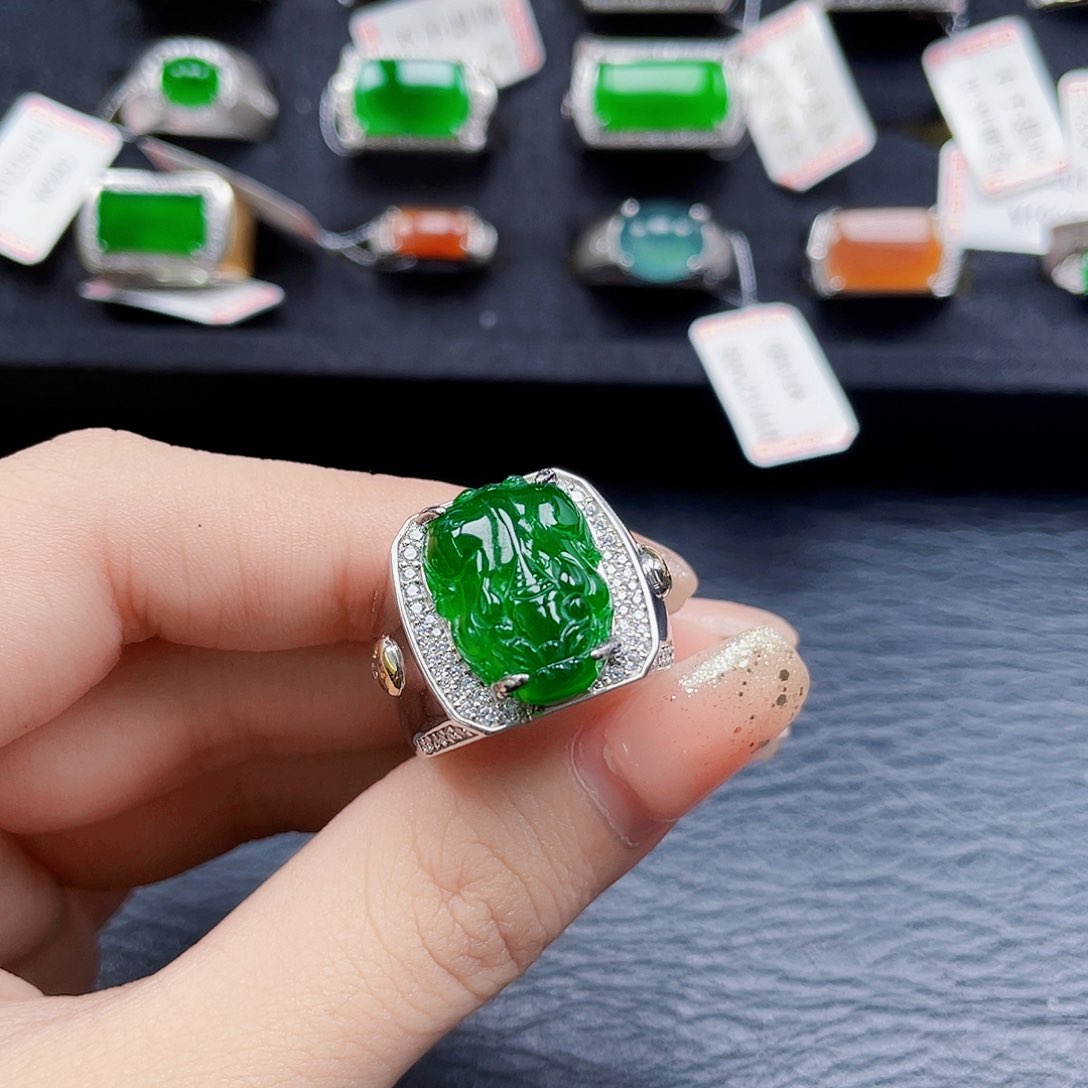 翡翠银S925镶嵌戒指编号1180 没有运费险